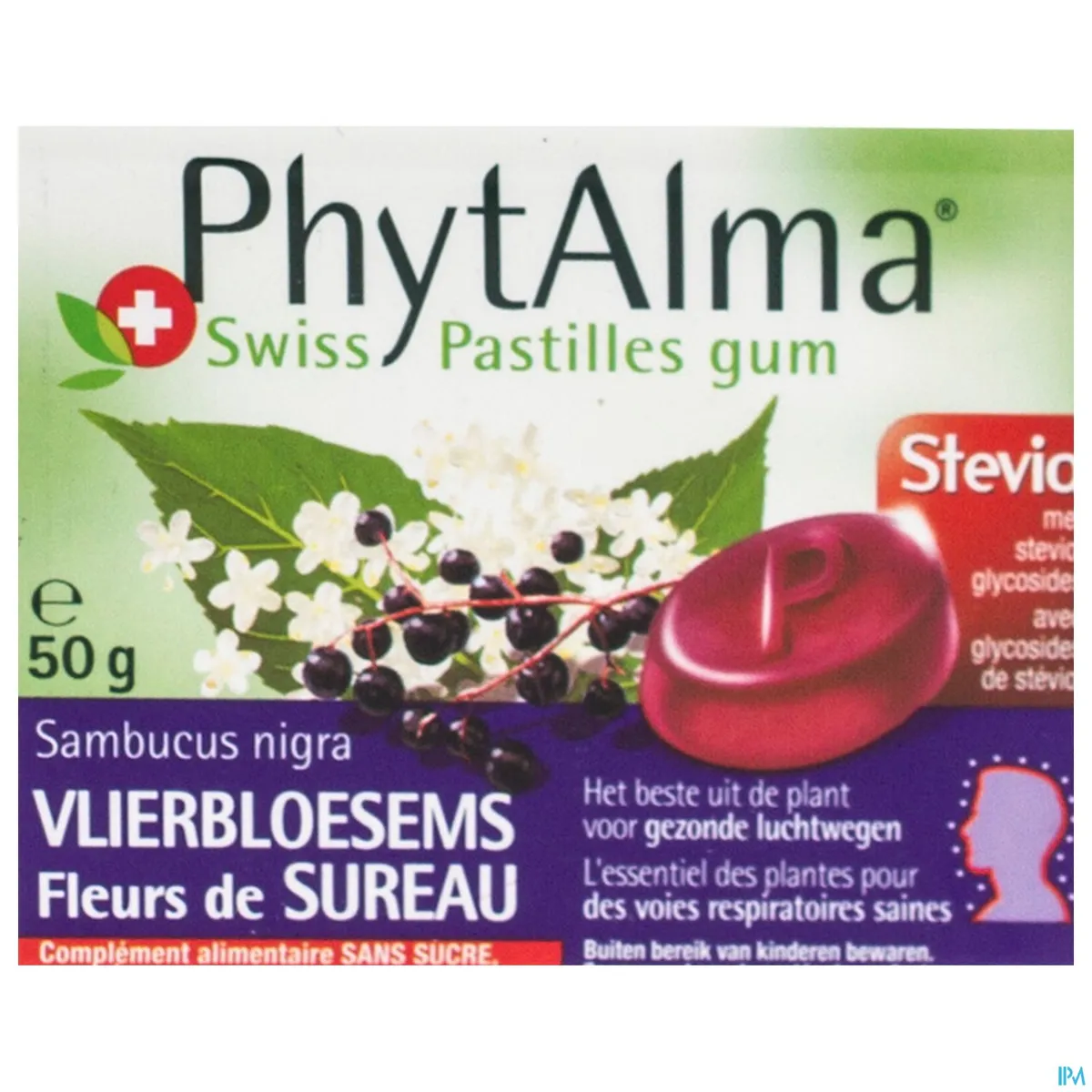PhytAlma Pastilles Gum Vlierbes + Stevia 50g