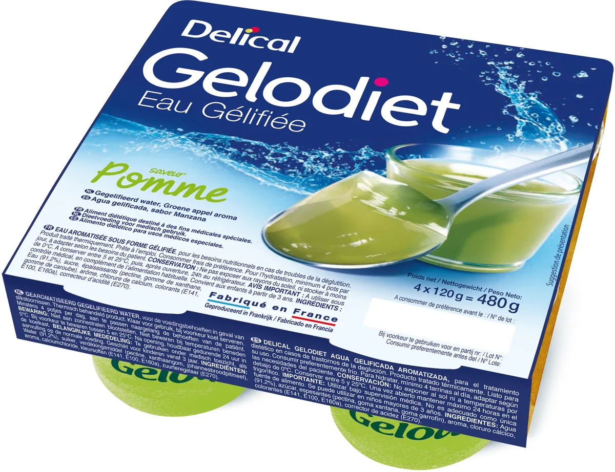 Gelodiet Eau Gel. Sucree Pomme Verte Pot 4x120g