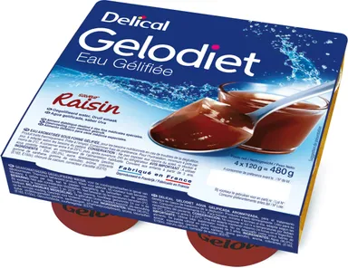 Gelodiet Eau Gel. Sucree Raisin Pot 4x120g