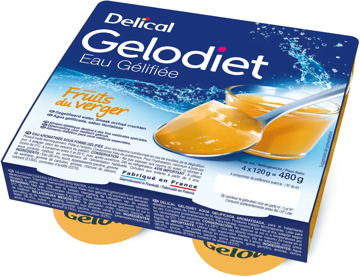 Gelodiet Eau Gel. Sucree Fruits Verger Pot 4x120g