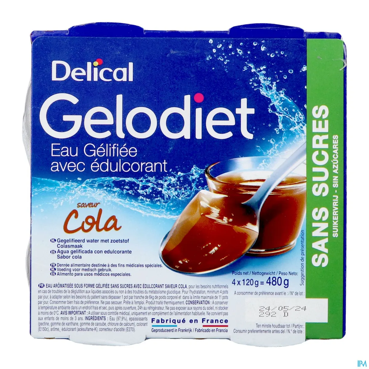 Gelodiet Gelwater Zoetstof Cola Pot 4x120g